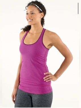 lululemon athletica Purple Striped Racerback Tank